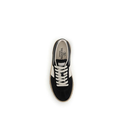 Valentino Garavani Black Calf Leather Bos Taurus Low Top Sneakers