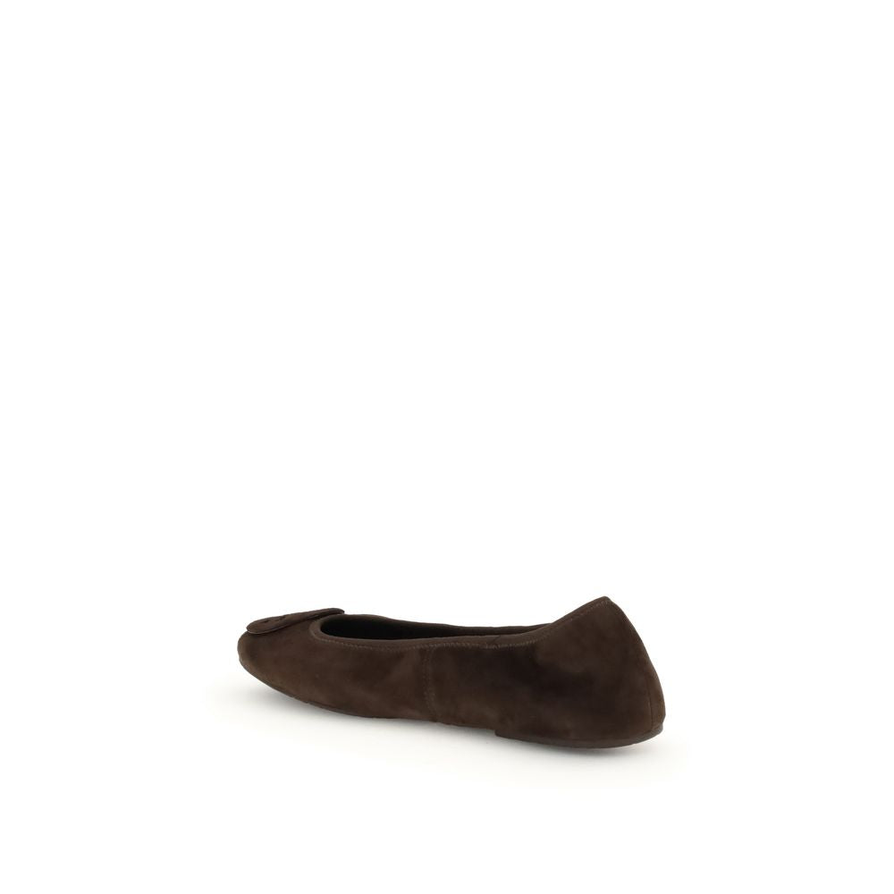 Tory Burch Brown Calf Leather Bos Taurus Ballet Flats
