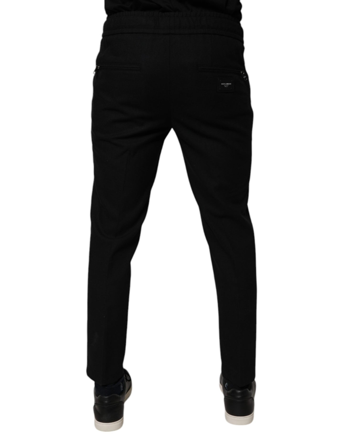 Dolce & Gabbana Black Wool Skinny Jogger Men Trouser Pants