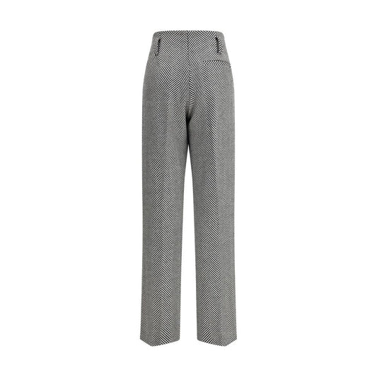 Forte_Forte High-waisted Wool Trousers with chevron pattern
