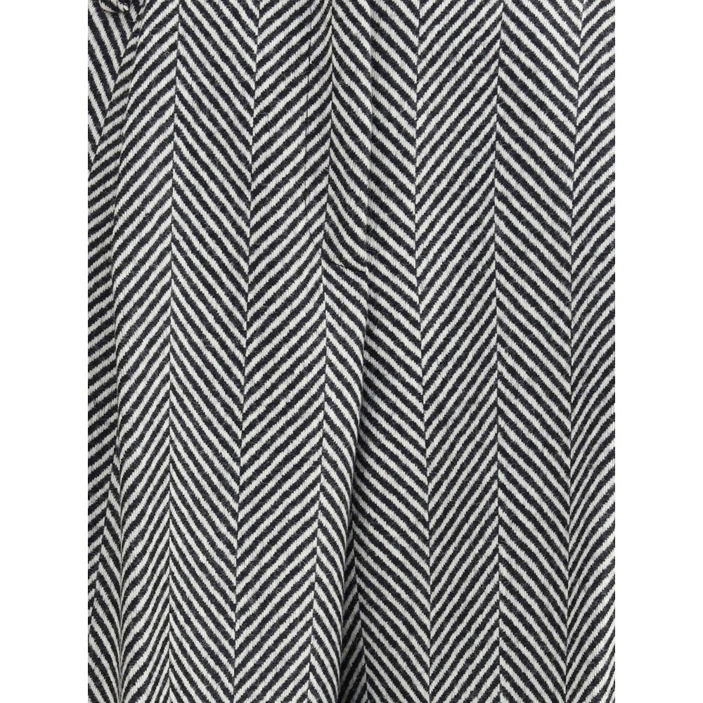 Forte_Forte High-waisted Wool Trousers with chevron pattern