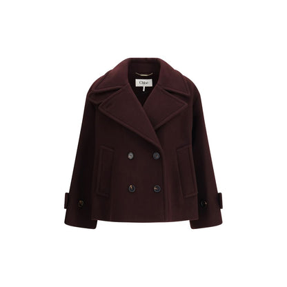 Chloé Bordeaux Fleece Wool Coat
