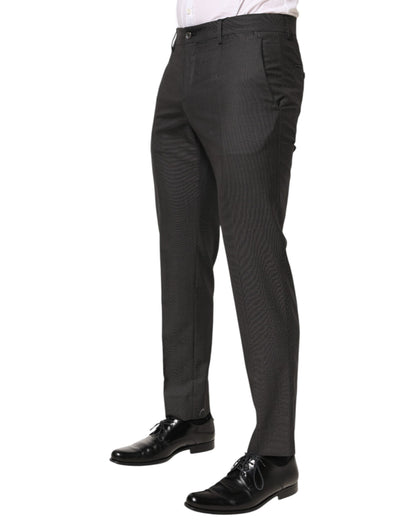 Dolce & Gabbana Black Polyester Mid Waist Dress Trouser Pants