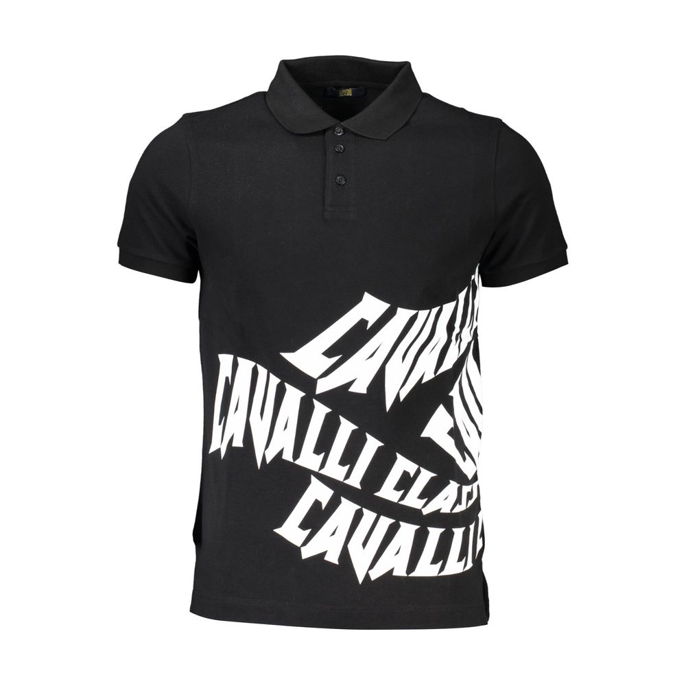 Cavalli Class Black Cotton Polo Shirt