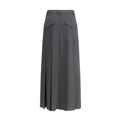 Brunello Cucinelli Gray Polyester Long Skirt