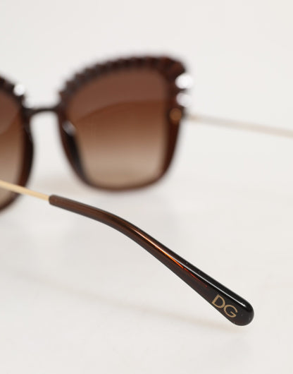 Dolce & Gabbana DG6131 Plissé Brown Butterfly Square Shades Sunglasses