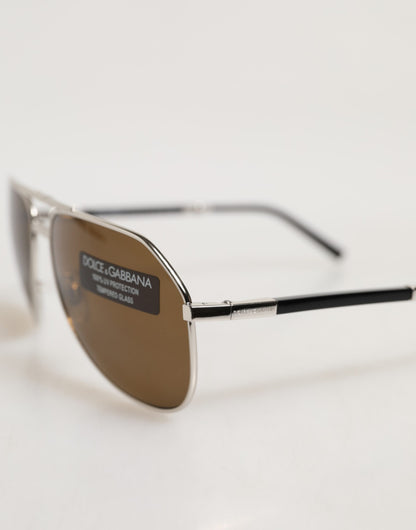 Dolce & Gabbana DG2106K Silver Frame Aviator Shades Eyewear Sunglasses