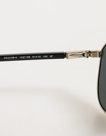 Dolce & Gabbana DG2106K Black Gold Plated Polarized MetalFrame Sunglasses