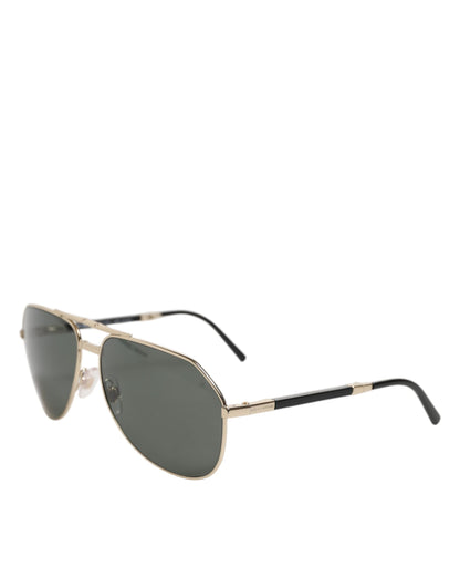Dolce & Gabbana DG2106K Black Gold Plated Polarized MetalFrame Sunglasses