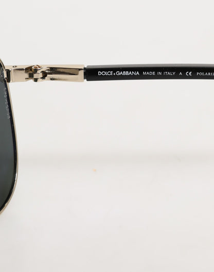 Dolce & Gabbana DG2106K Black Gold Plated Polarized MetalFrame Sunglasses