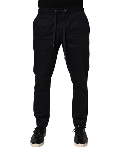 Dolce & Gabbana Black Mid Waist Drawstring Men Jogger Pants