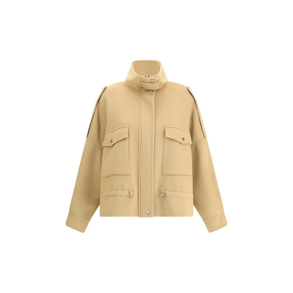 PINKO Double Wool-blend fabric Caban with high collar