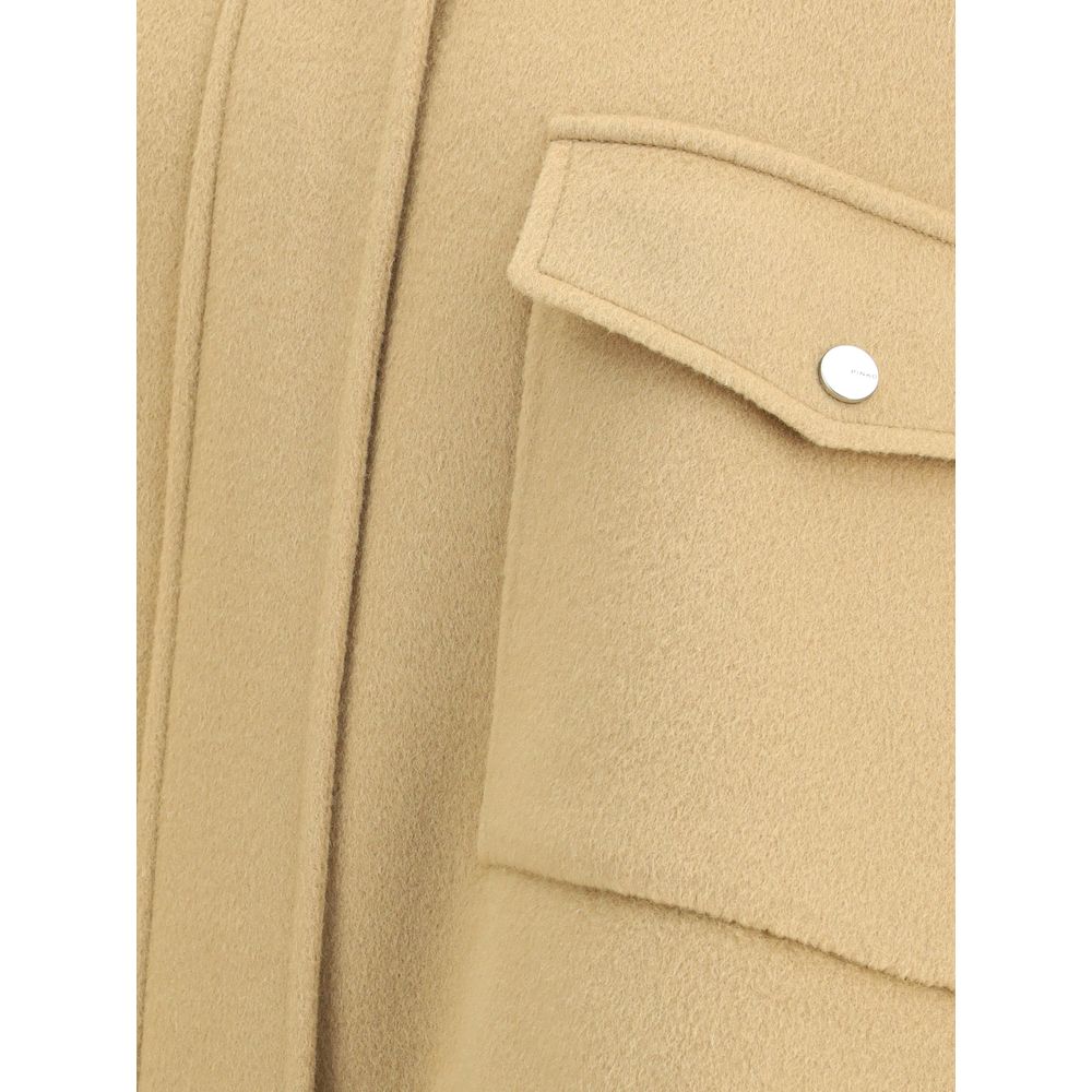 PINKO Double Wool-blend fabric Caban with high collar