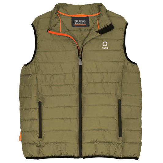 Suns Green Polyester Sleveless Jacket