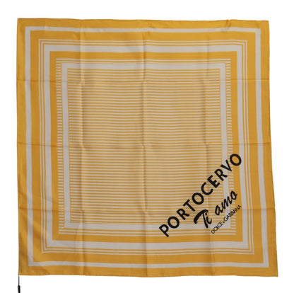 Dolce & Gabbana Yellow White Silk Striped Square Wrap Scarf