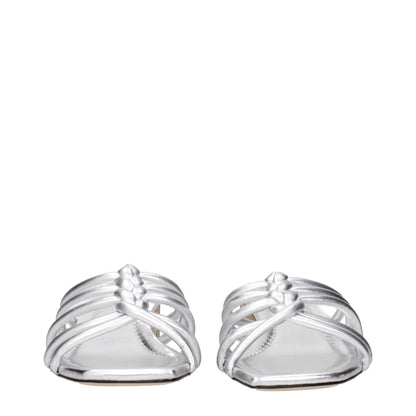 Jimmy Choo Gray Leather Flat Sandals