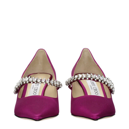 Jimmy Choo Pink Satin Mid Heel Pumps