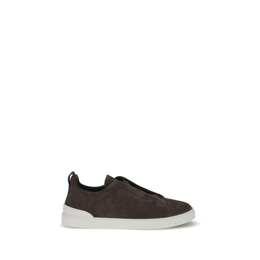 ZEGNA Black Calf Leather Bos Taurus Low Top Sneakers