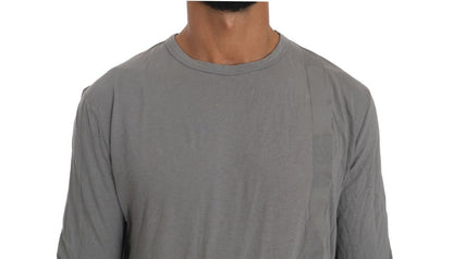 Scervino Street Cotton Gray Round Neck Pullover Top Sweater