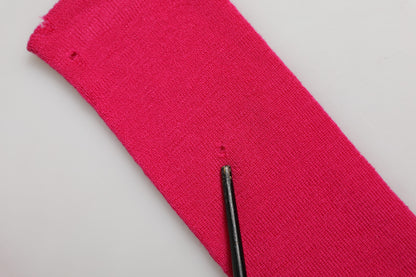 Dolce & Gabbana Pink Wool Fingerless Elbow Length Mitten Gloves