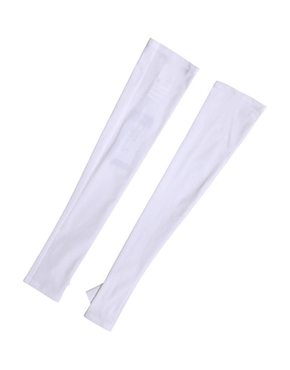 Dolce & Gabbana White Nylon Fingerless Elbow Length Women Gloves