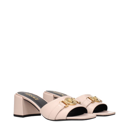 Versace Pink Leather Platform Sandals