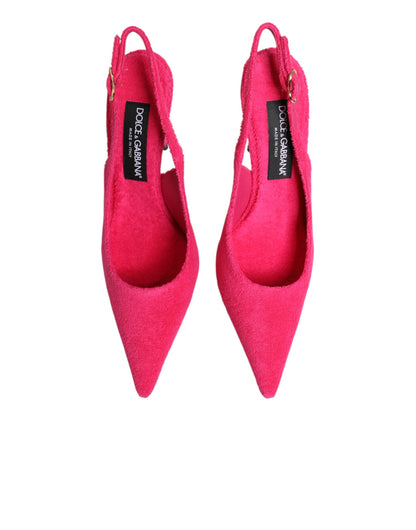 Dolce & Gabbana Pink Suede High Heels Slingback Shoes