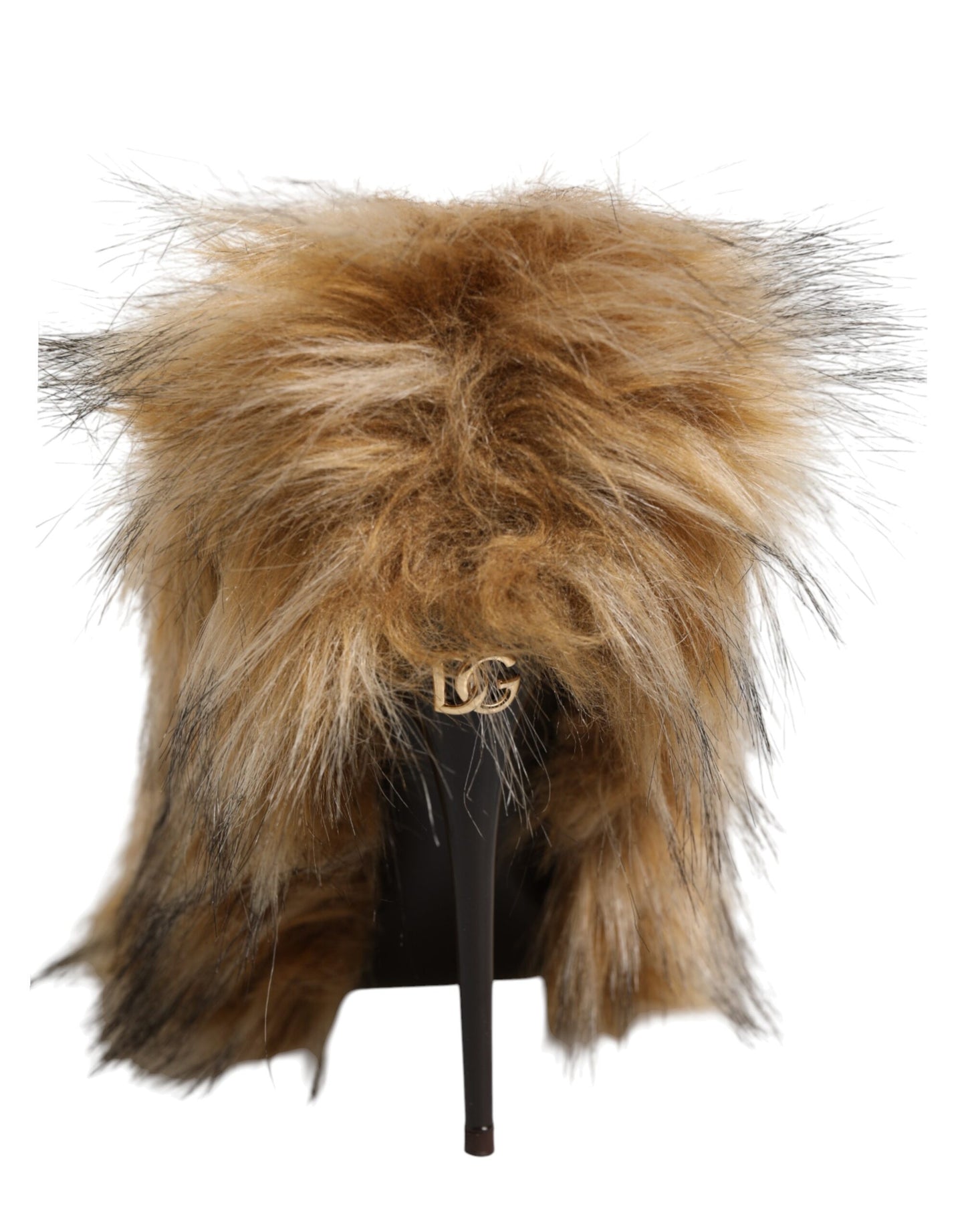 Dolce & Gabbana Brown Fur Leather High Heels Pumps Shoes