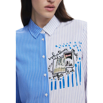 Desigual Light Blue Viscose Blouse