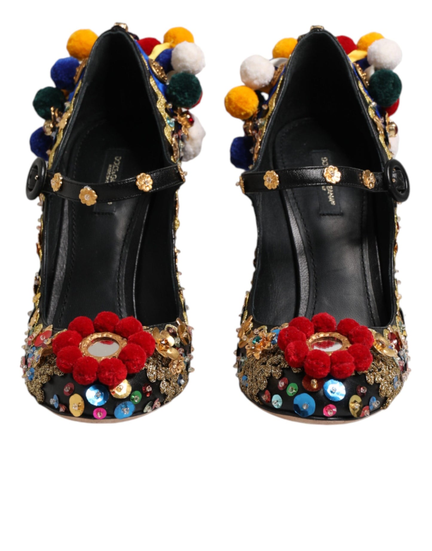 Dolce & Gabbana Black Gold Embellished MARY JANES Pumps  Shoes