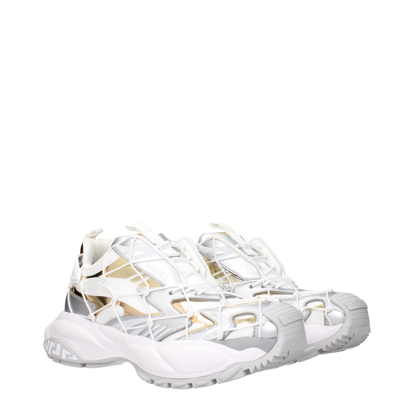 Versace White Fabric Chunky Sneakers