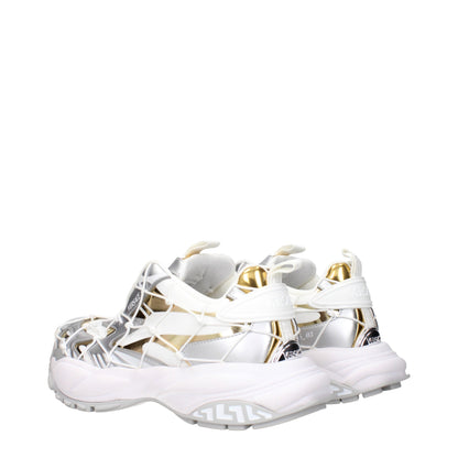 Versace White Fabric Chunky Sneakers