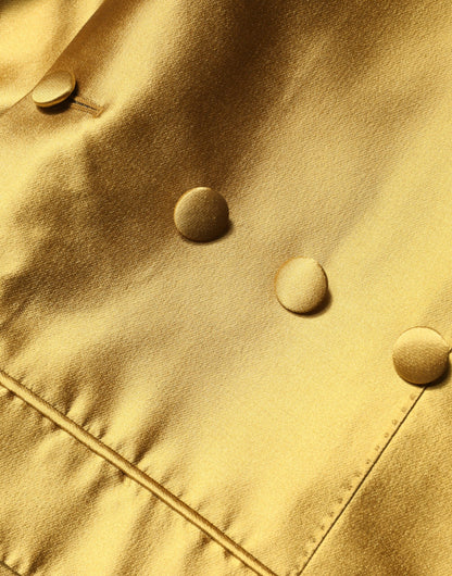 Dolce & Gabbana Gold Satin Long Sleeves Blazer Coat Jacket