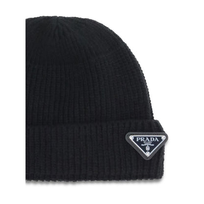 Prada Black Fleece Wool Beanie