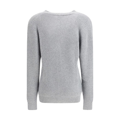 Balmain Gray Fleece Wool Cardigan