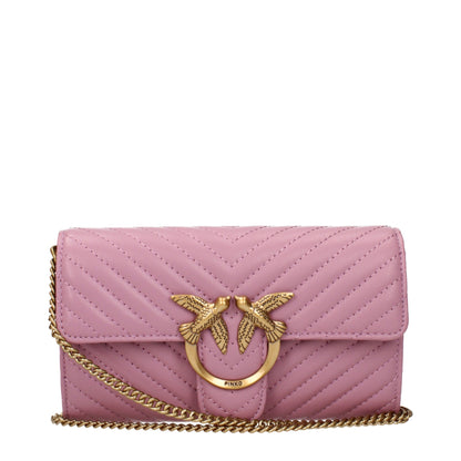 PINKO Pink Leather Clutch Bag