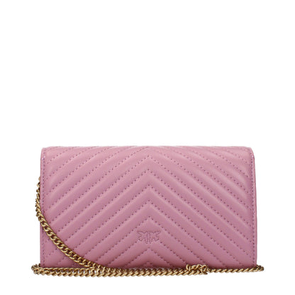 PINKO Pink Leather Clutch Bag