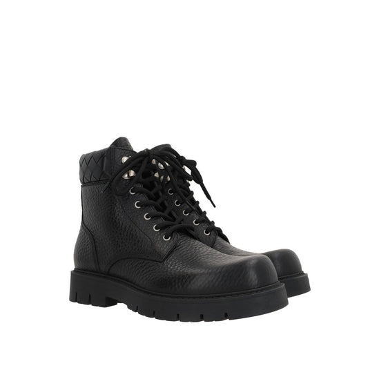 Bottega Veneta Black Calfskin Lace-Up Boots