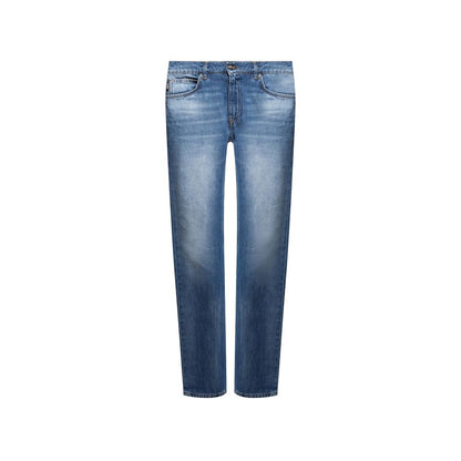 Versace Blue Cotton Straight-Leg Jeans