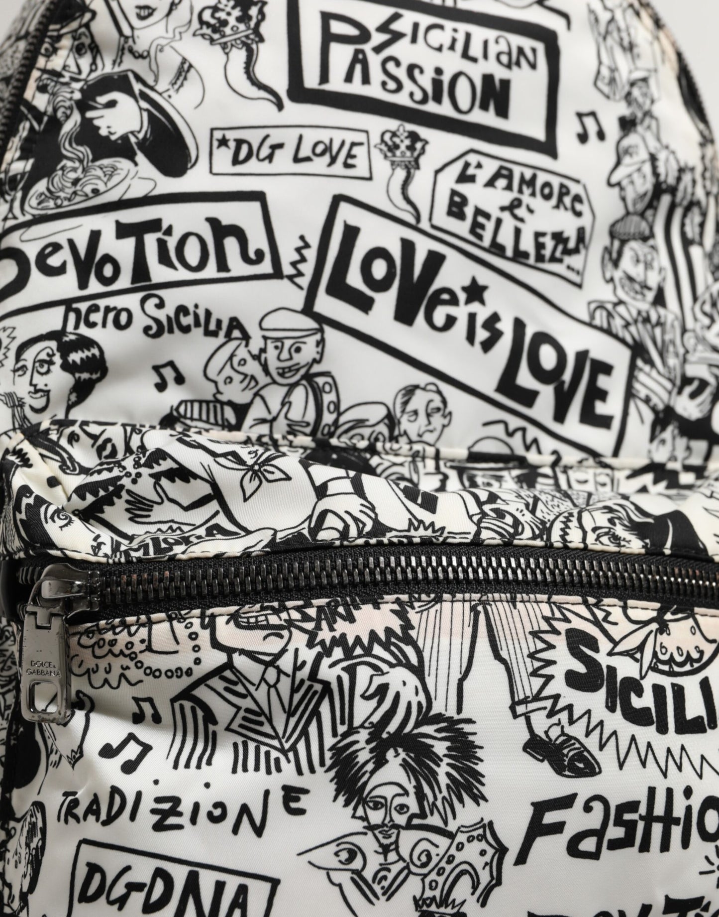 Dolce & Gabbana Black White Graffiti Print School Backpack Men Borse Bag