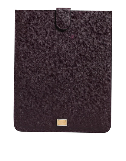 Dolce & Gabbana Dark Brown Leather Logo Plaque Cover Sleeve Tablet Case