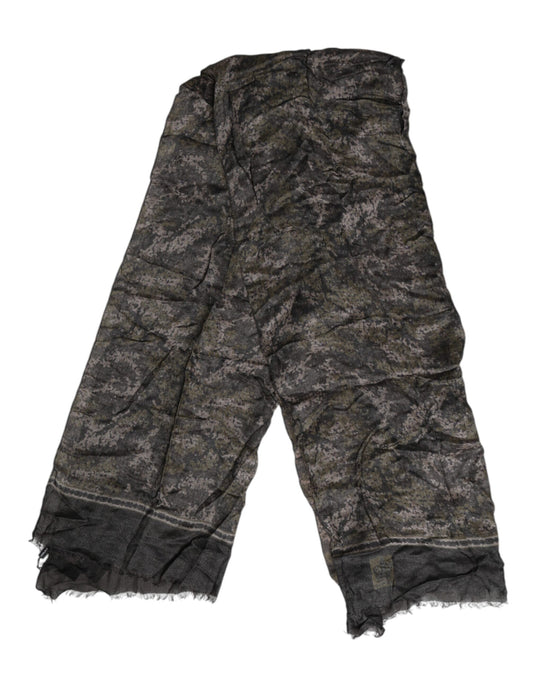 Dolce & Gabbana Multicolor Camouflage Fringes Modal Foulard Scarf