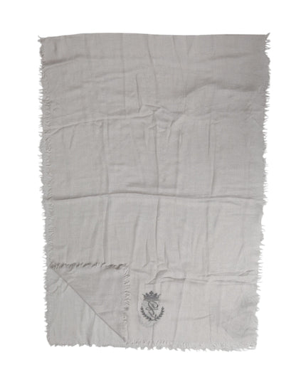 Dolce & Gabbana Gray Cashmere Knit Fringes Neck Foulard 67cm x200cm Foulard Scarf