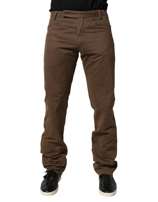 Exte Brown Straight Cut Mid Waist Chino Men Trouser Pants