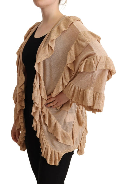 Aniye By Gold Ruffles Long Sleeves Viscose Cardigan Top