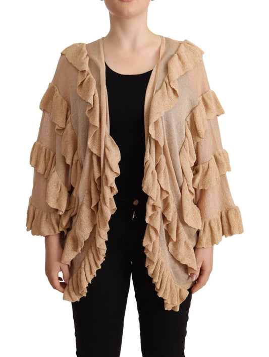 Aniye By Gold Ruffles Long Sleeves Viscose Cardigan Top