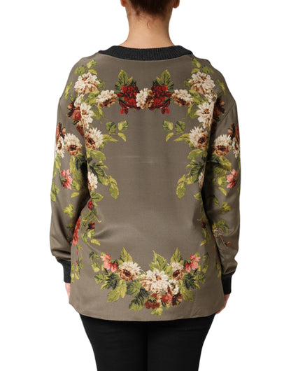 Dolce & Gabbana Enchanted Sicily Silk Crewneck Blouse Sweater