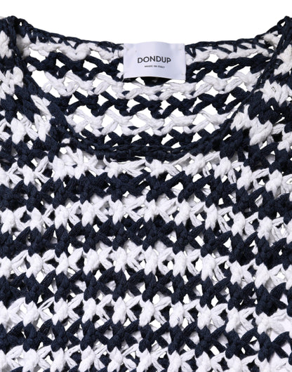 Dondup White Black Knitted Round Neck Sleeveless Tank Top