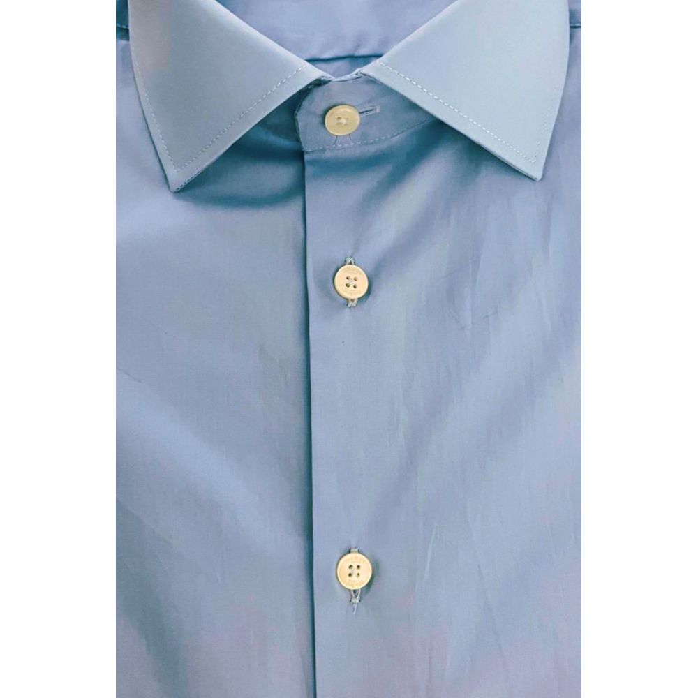 Baldinini Trend Light Blue Cotton Men Shirt