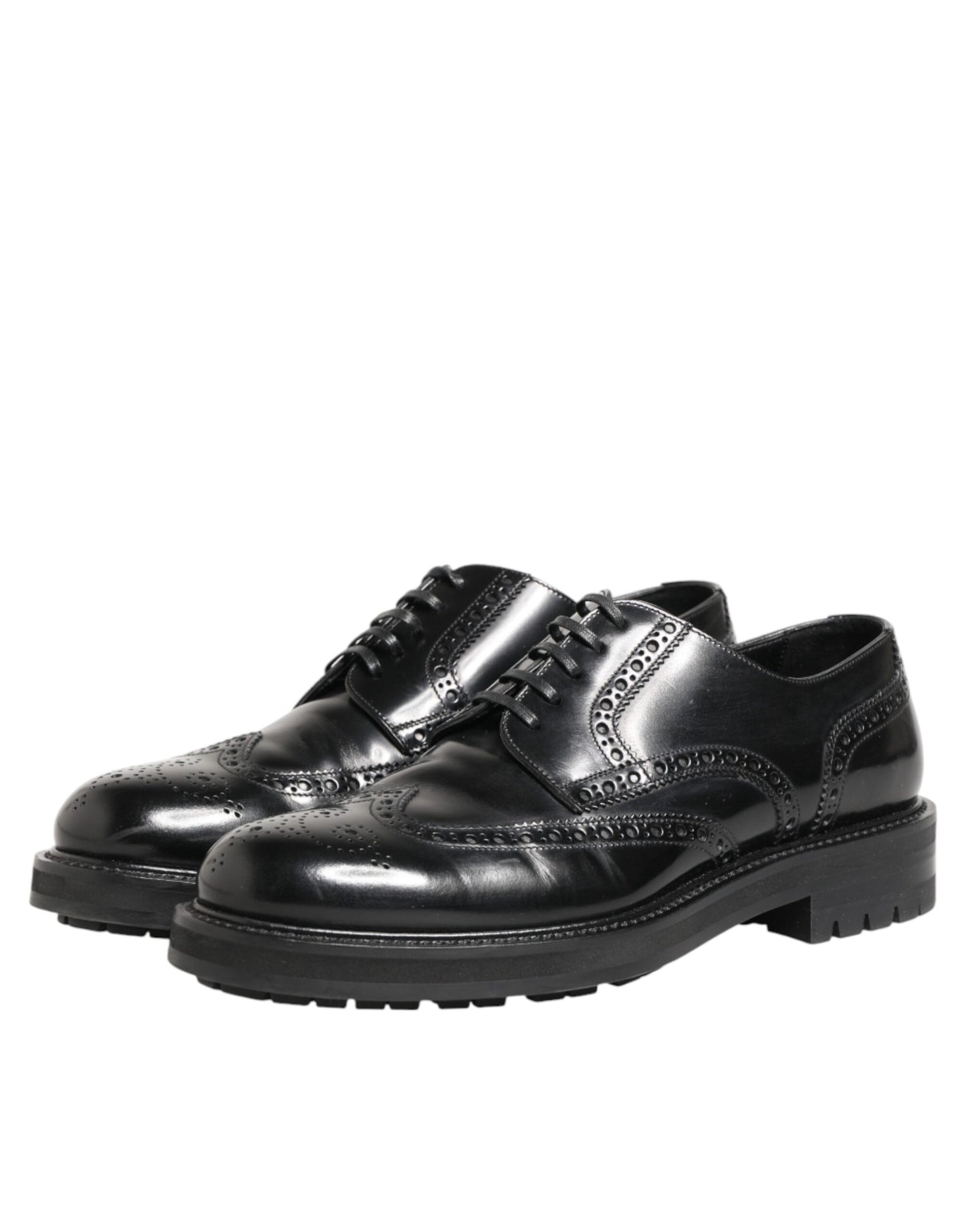 Dolce & Gabbana Black Calfskin Leather Derby Men Dress Shoes